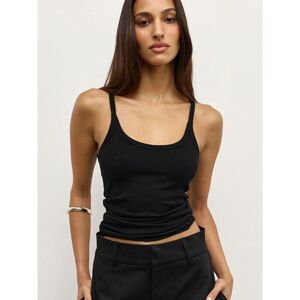 Bayse Black Ribbed Scoop Tank Top